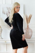 Welurowa czarna sukienka z ozdobnym dekoltem V w grecki wzór - Fabiola
