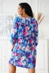 Chabrowa sukienka w kolorowe kwiaty z falbankami - Renes