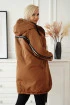 Brązowa długa kurtka jesienna - zimowa z ozdobnym suwakiem na plecach - STACY