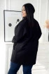 Czarny płaszczyk z długim rękawem z ozdobnymi kieszeniami i naszywką - DELLA