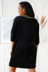 Czarna welurowa sukienka z ozdobnym lampasem - Costa
