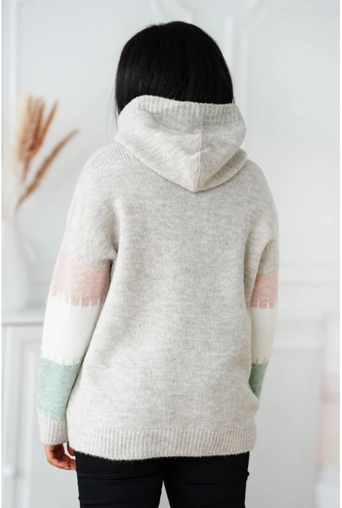 ciepły sweter plus size z kapturem