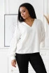 Biała wizytowa bluzka z bufiastymi rękawami - Francine
