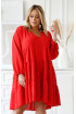 Czerwona rozkloszowana sukienka z falbanami - Ritta