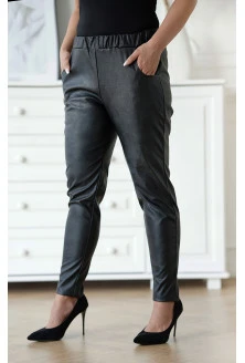 Czarne spodnie z eco skóry z kieszeniami - Kasine