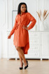 Ruda sukienka koszulowa z kieszonką i materiałowym paskiem - Avanti