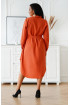 Ruda sukienka koszulowa z kieszonką i materiałowym paskiem - Avanti