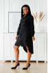 Czarna sukienka koszulowa z kieszonką i materiałowym paskiem - Avanti