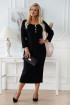 Czarna długa sukienka maxi z prążkiem z długim rękawem - Giselle