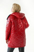 Czerwona ciepła długa pikowana kurtka z kapturem - Venice