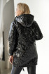 Czarna ciepła długa pikowana kurtka z kapturem - Venice