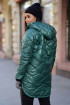 Butelkowa długa zimowa kurtka pikowana z kapturem - Edwige