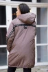 Jasnobrązowa długa kurtka jesienna - zimowa z ozdobnym suwakiem na plecach - STACY