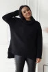 Czarny ciepły sweter-tunika z golfem ze ściągaczem - Lesca