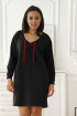 Czarna bawełniana sukienka z ozdobnymi tasiemkami przy dekolcie - Kayah