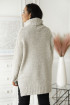 Jasnoszaro-beżowy melanż ciepły sweter-tunika z golfem - LESCA