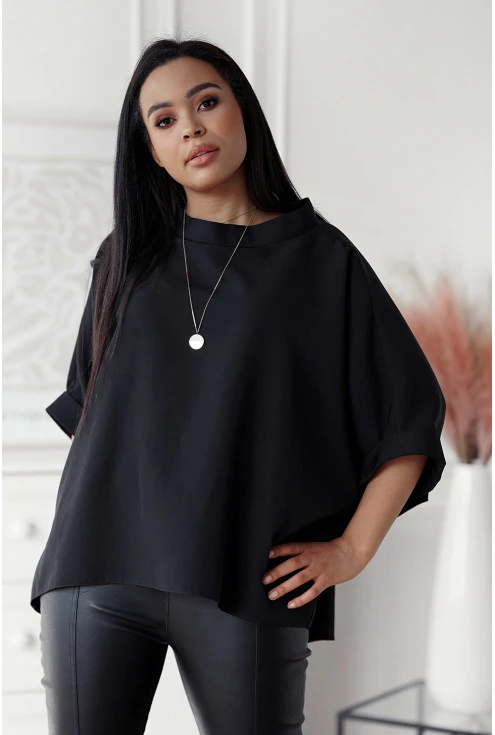 Czarna bluzka plus size kimono - Marion