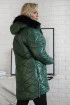 Butelkowa pikowana kurtka zimowa z czarnym futerkiem przy kapturze - RUBY