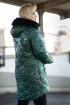 Butelkowa pikowana kurtka zimowa z czarnym futerkiem przy kapturze - RUBY