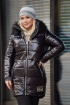 Czarna lakierowana pikowana kurtka zimowa z suwakami po bokach - Ruby II