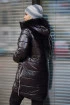 Czarna lakierowana pikowana kurtka zimowa z suwakami po bokach - Ruby II