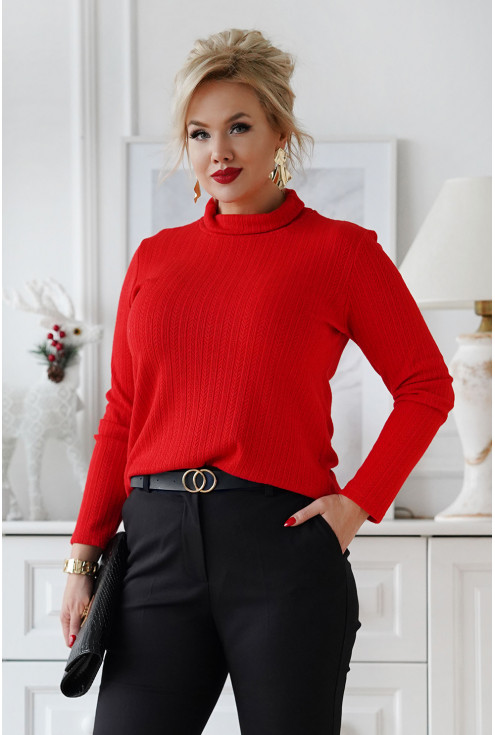 Czerwony sweter z golfem - Rosalia