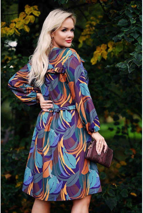 sukienka w kolorowe liście