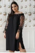Czarna sukienka brokatowe grochy na rękawach - Mirelle