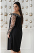 Czarna sukienka w srebrne grochy na rękawach - MIRELLE