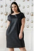Czarna sukienka z eko skóry z suwakami - Edith