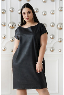 Czarna sukienka z eko skóry z suwakami