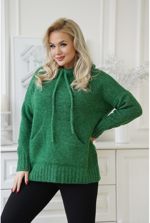 zielony ciepły sweter plus size
