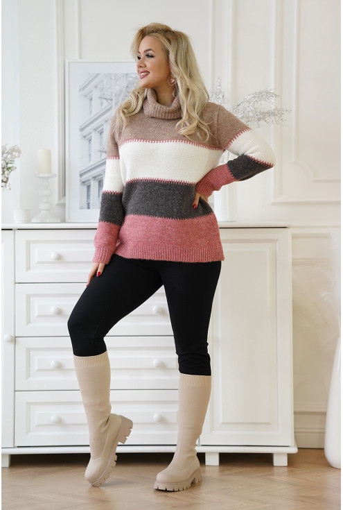 modny sweter z golfem - duże rozmiary