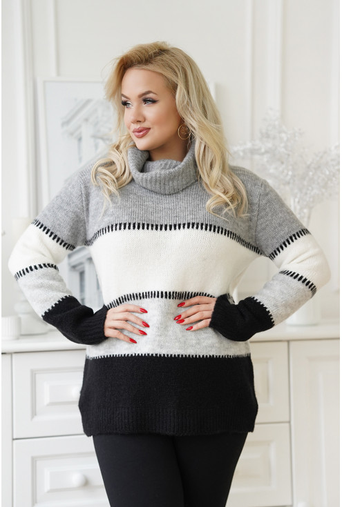kolorowy sweter plus size Dallena