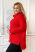 Czerwony ciepły sweter-tunika z golfem ze ściągaczem - LESCA