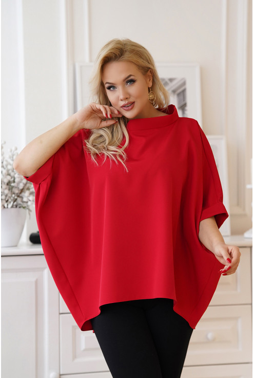 Czerwona bluzka plus size kimono - Marion