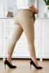 Beżowe spodnie z eco skóry z kieszeniami i paskiem - Valentie