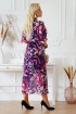 Fioletowa sukienka w różowe liście - Adela