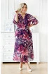 Fioletowa sukienka w różowe liście - Adela
