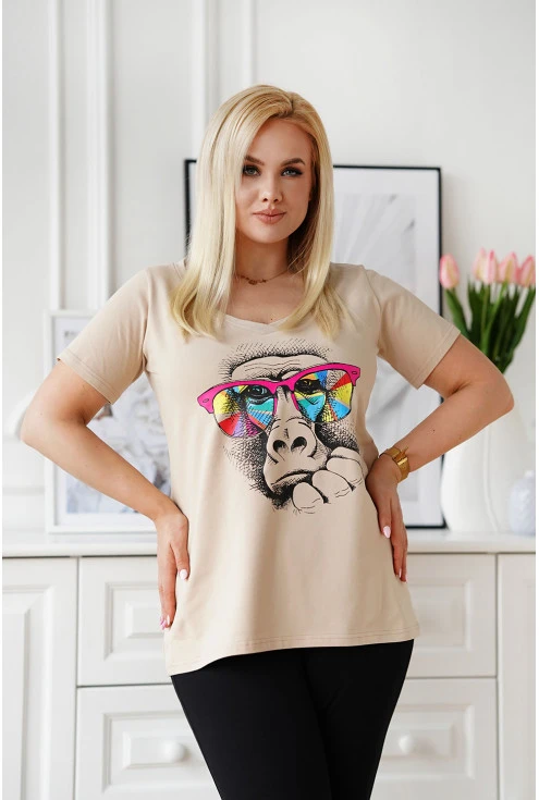 Beżowy t-shirt plus size