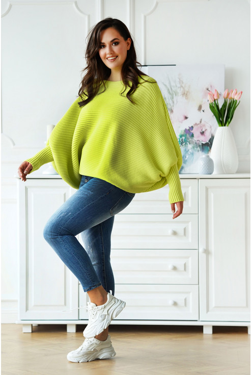limonkowy sweter w dużych rozmiarach
