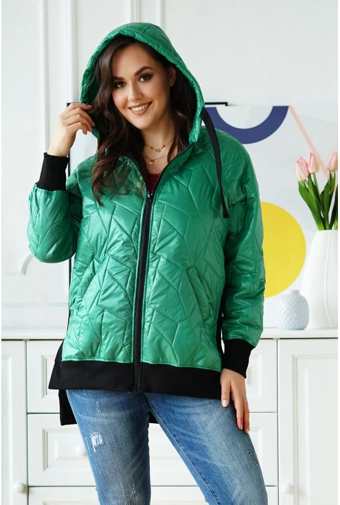 Zielona pikowana kurtka plus size