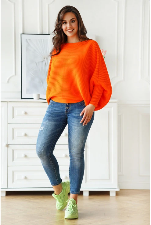 pomarańczowy sweter plus size