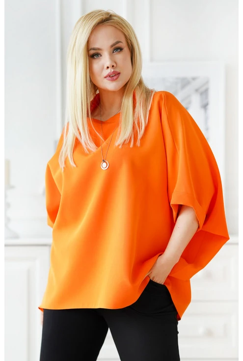Pomarańczowa bluzka kimono plus size