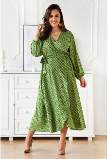 Zielona kopertowa sukienka maxi z geometrycznym wzorem - Mindy