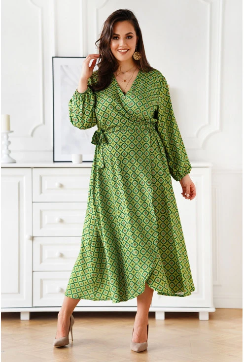 Zielona kopertowa sukienka maxi