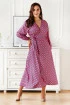 Granatowa kopertowa sukienka maxi z różowym geometrycznym wzorem - Mindy