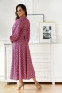 Granatowa kopertowa sukienka maxi z różowym geometrycznym wzorem - Mindy