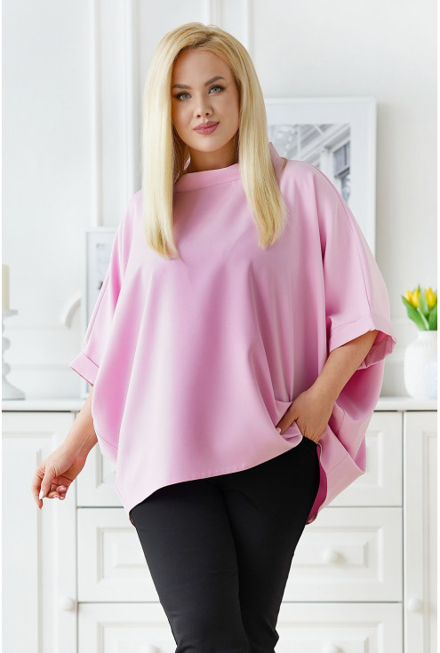 Pudrowo-różowa bluzka plus size