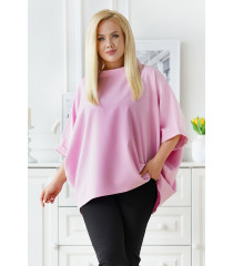 Pudrowo-różowa bluzka plus size kimono - Marion